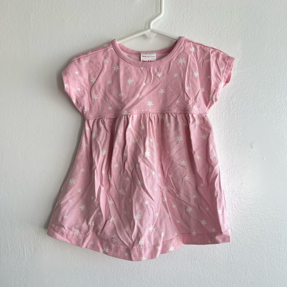 Hanna Andersson play dress pink with white stars 12-18m